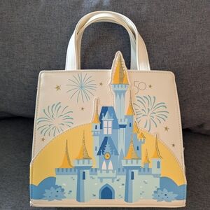Castle Design Cream and Blue Women's Bag
